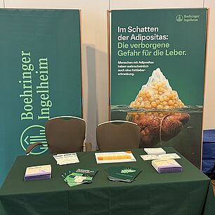 Ausstellerstand von Boehringer Ingelheim auf den Interdisziplinären Adipositas Tagen 2026 in München.